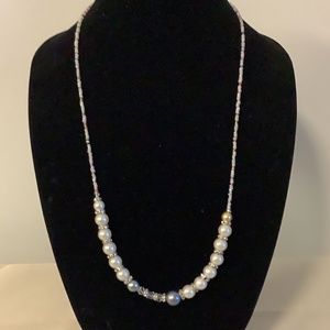 Pearl and rhinestone necklace